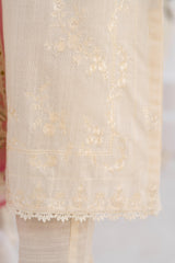 3 Piece Embroidered khaddar Suit - Off White