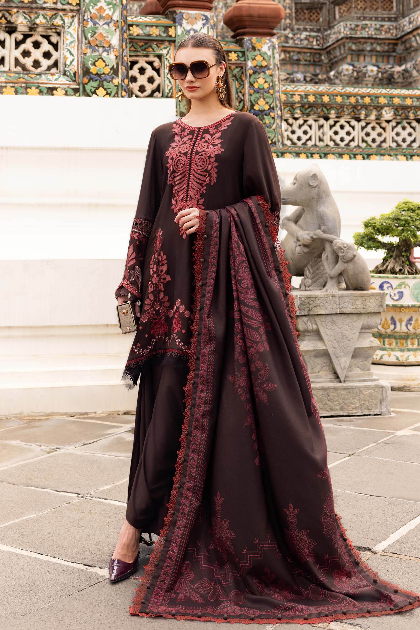 MARIA B-Embroidered Twill Linen Suit MPT-2804-A