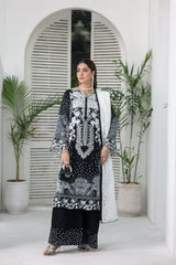 Heera's-3 piece Suit- White Black