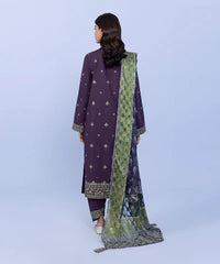 sapphire-3 PIECE - EMBROIDERED TEXTURED COTTON SUIT