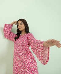 PRINTED KHADDAR SHIRT_PinkStitched