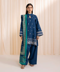 3 PIECE - EMBROIDERED KHADDAR SUIT_Blue