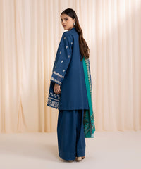 3 PIECE - EMBROIDERED KHADDAR SUIT_Blue