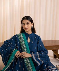 3 PIECE - EMBROIDERED KHADDAR SUIT_Blue