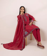 3 PIECE - EMBROIDERED JACQUARD SUIT-Unstitched-023