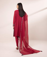 3 PIECE - EMBROIDERED JACQUARD SUIT-Unstitched-023