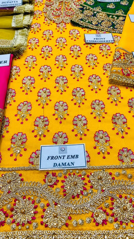 Haris Shakeel yellow mehndi chiffon