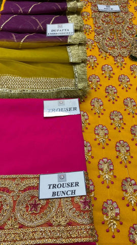Haris Shakeel yellow mehndi chiffon
