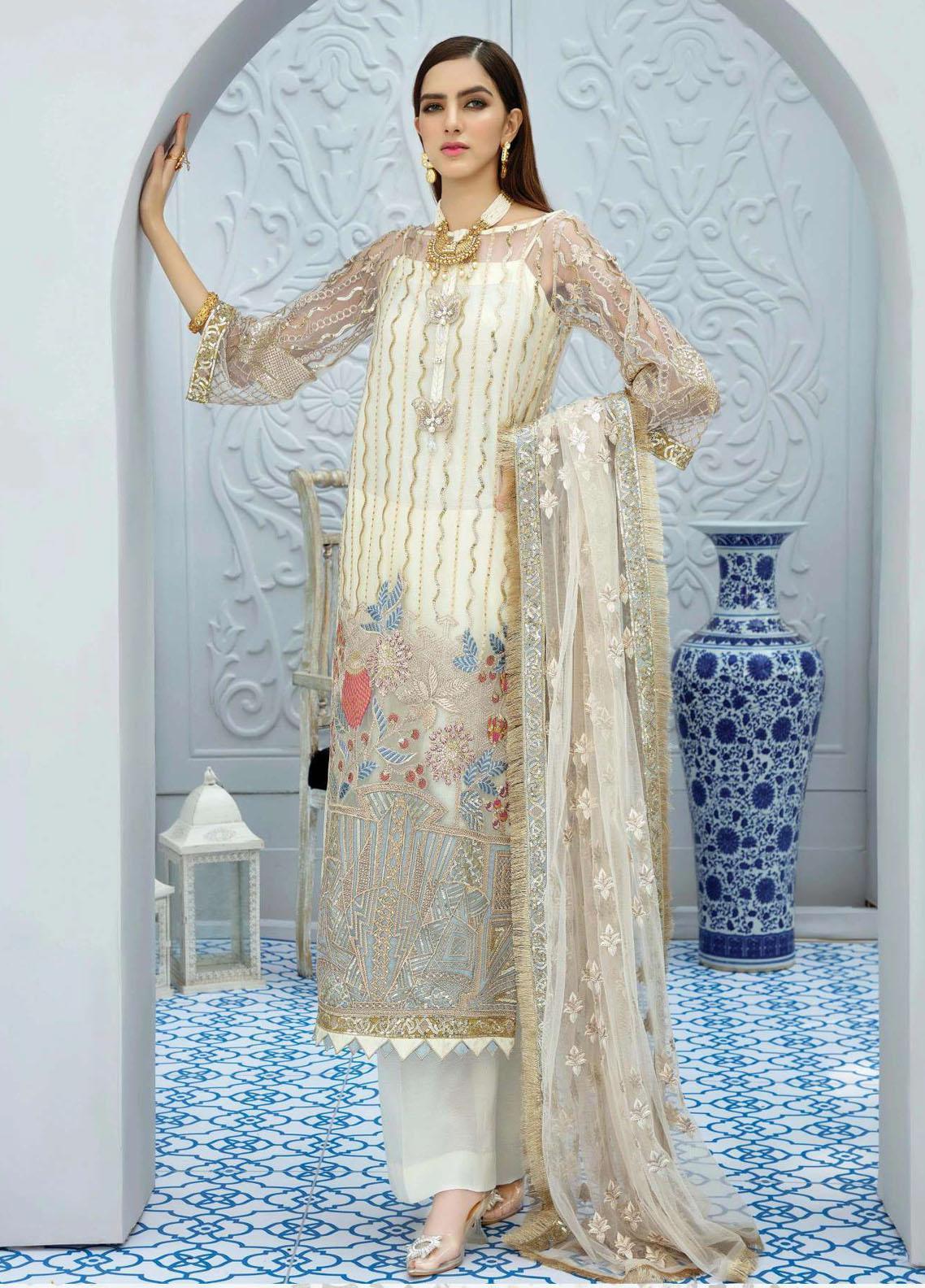 La Fantaisie by Serene Premium Embroidered Net 3 Piece Suit LF20SP 1014 Summer Serenity - Luxury Collection