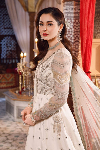 Maria B MBROIDERED - Pearl White and Peachy Silver (BD-2502)