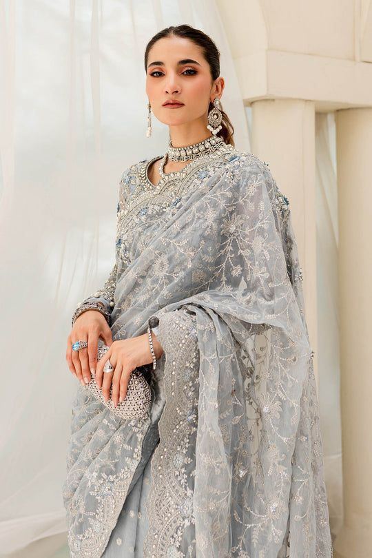 Maria B Couture Ice Blue saree MC-908 Layla couture Maria B Couture Ice Blue saree MC-908 Layla couture
