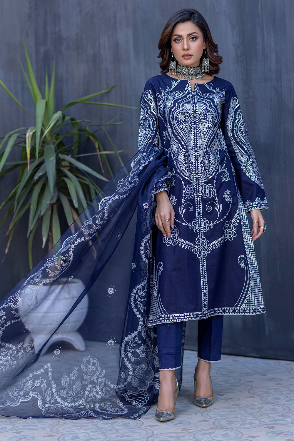 Mirror Embroidered Cotton Lawn Suit-2582