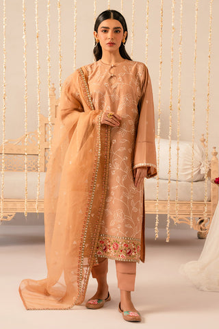 RUSTIC BROWN-3 PIECE EMBROIDERED LAWN SUIT