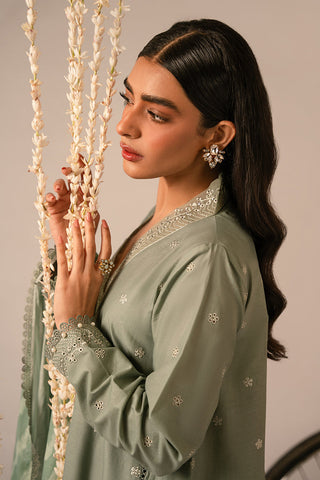 SAGE GREEN-3 PIECE EMBROIDERED LAWN SUIT